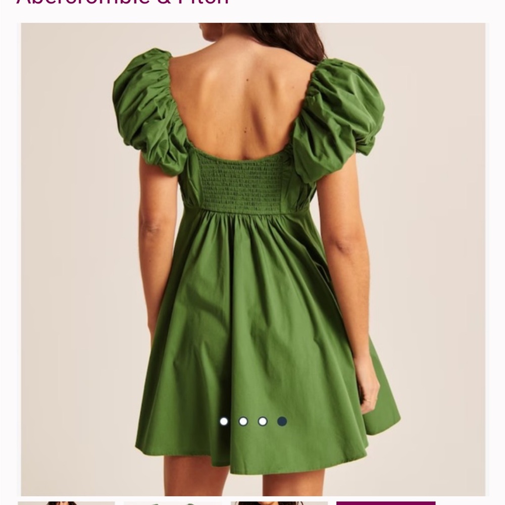 Abercrombie NWOT Green Puff Sleeve Mini Dress